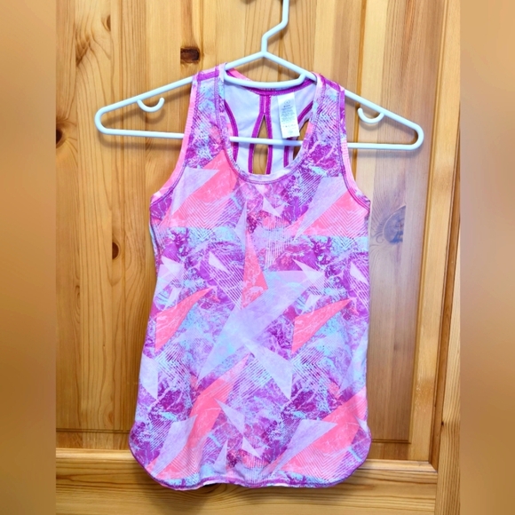 IVIVVA ATHLETIC SLEEVELESS SHIRT TANK TOP PURPLE PINK SILVER GEOMETRIC GIRLS 6 - Picture 1 of 12